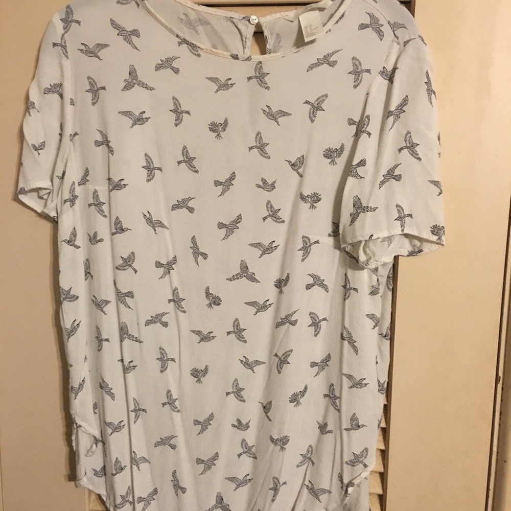 H&M blouse with bird print size 8